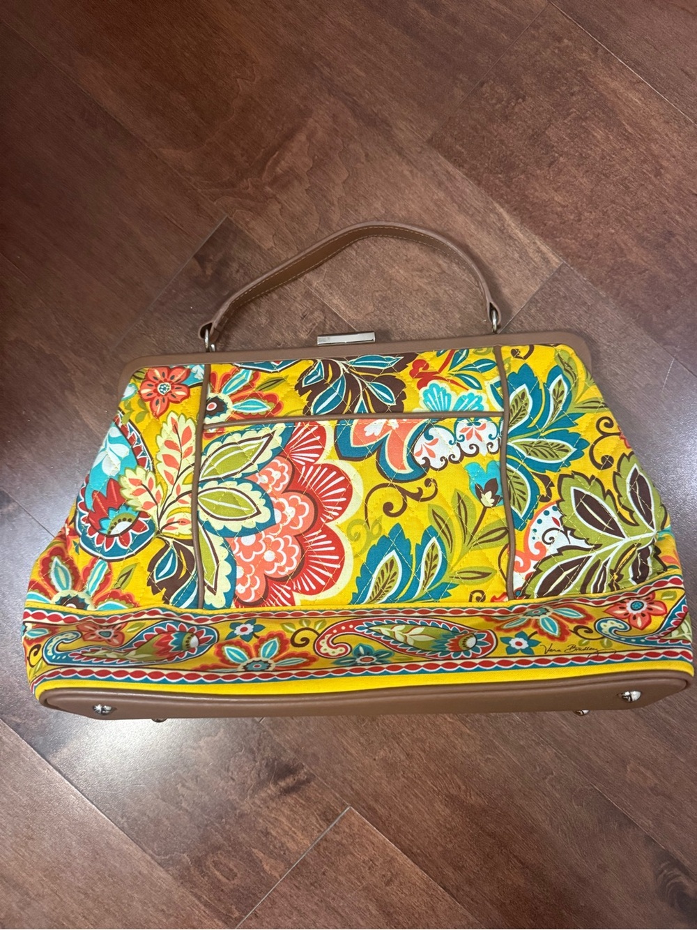 Vera Bradley Yellow Floral Paisley Top-Handle Tote